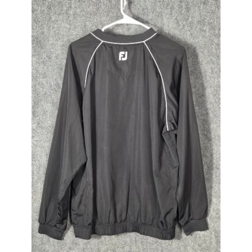 FootJoy Windshirt Mens M Pullover Golf Jacket Black V Neck Innisbrook Resort - Picture 2 of 10